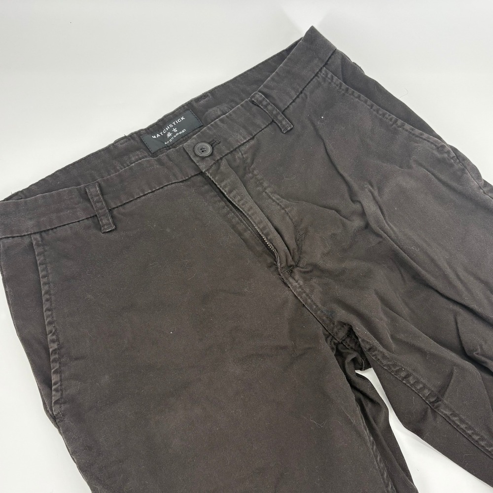 MATCHSTICK Dark Brown Cotton Spandex Chinos Pants Women M 30 - Picture 1 of 11